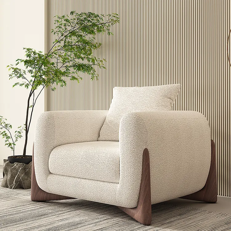 CEO Furniture Italian minimalist fabric sofa small living room modern latex solid wood cream style l