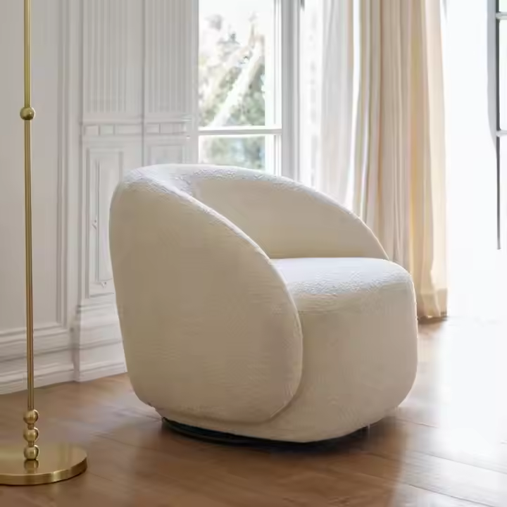 2024 Nordic Teddy Boucle White Modern Luxury Velvet Designer Upholstered Accent Chairs Furniture Lou
