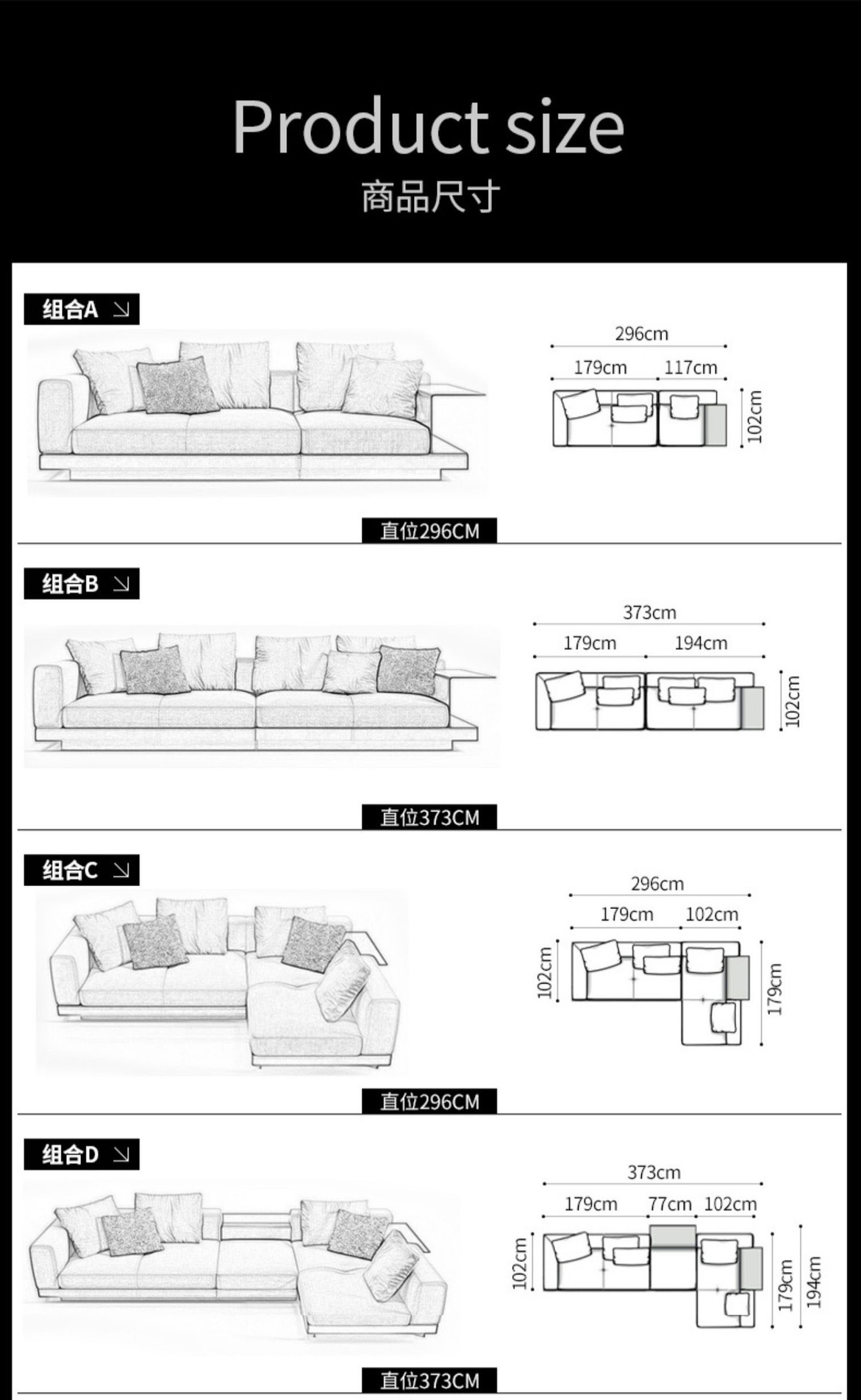 Modern design italian style l shape sectional luxury corner couch living room sofas