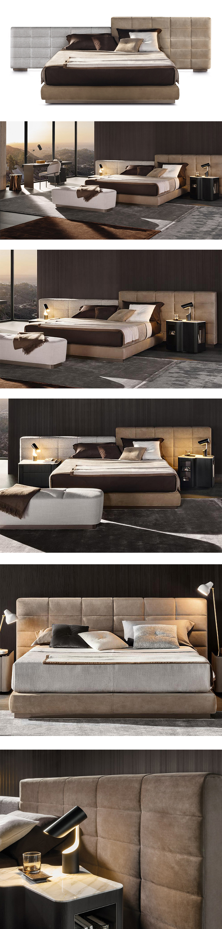 Factory custom luxury modern brown velvet full bed room wooden frame furnitures bedroom set