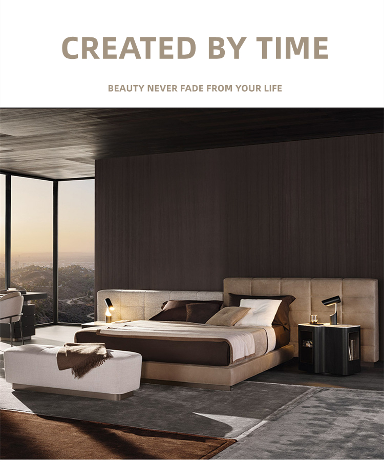 Italian Minimalist Hign-end Headboard Upholstered Home Bedroom Furniture King Size Queen Size Modern Bed