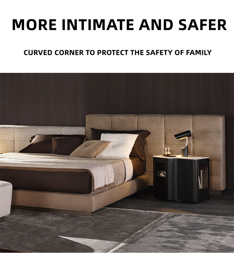 Italian Minimalist Hign-end Headboard Upholstered Home Bedroom Furniture King Size Queen Size Modern Bed