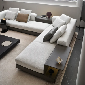 Italy modern leather U L C shape sectional sofa set with wood european design living room furniture 