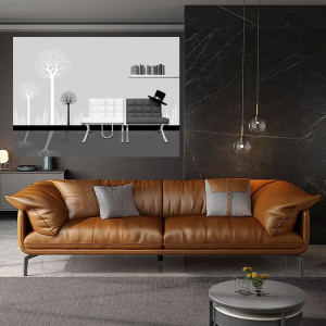 CEO Furniture Contemporary Living Room Furniture Lounge Couch Brown grey Leather Modern Sectional So
