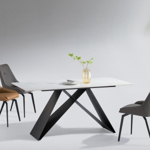 CEO Furniture Factory Wholesale White Designs Marble Style Rock Plate Top Furniture Dining Table And