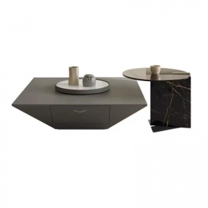Modern Nesting Coffee Tables Set Mable Base Tempered Glass Top Side Table And Square Coffee Table Wi