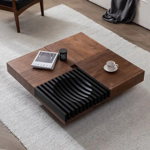 High-end art coffee table solid wood square antique style living room home Italian multifunctional c