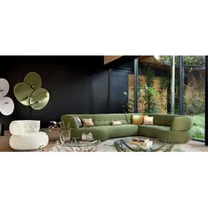 CEO Furniture Factory High End France Style Furniture Sense Corner Velvet Fabric Curved Lounge Minim