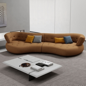 CEO Furniture Factory Luxury Brown Color Teddy Fabric Corner Recliner Sofa Set Living Room Furniture