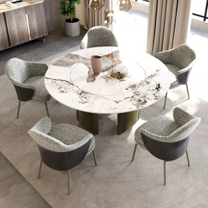 CEO Factory Furniture Medieval Style Stone Stone Modern Round Dining Table Minimum Home Stainless St
