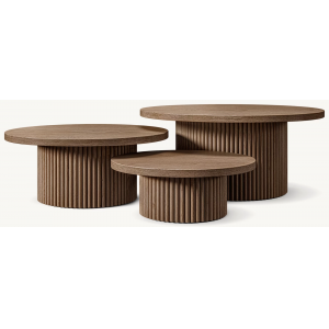CEO Furniture Factory New Design Wooden Coffee Table Living Room Furniture Dark Brown Oak Round Nest